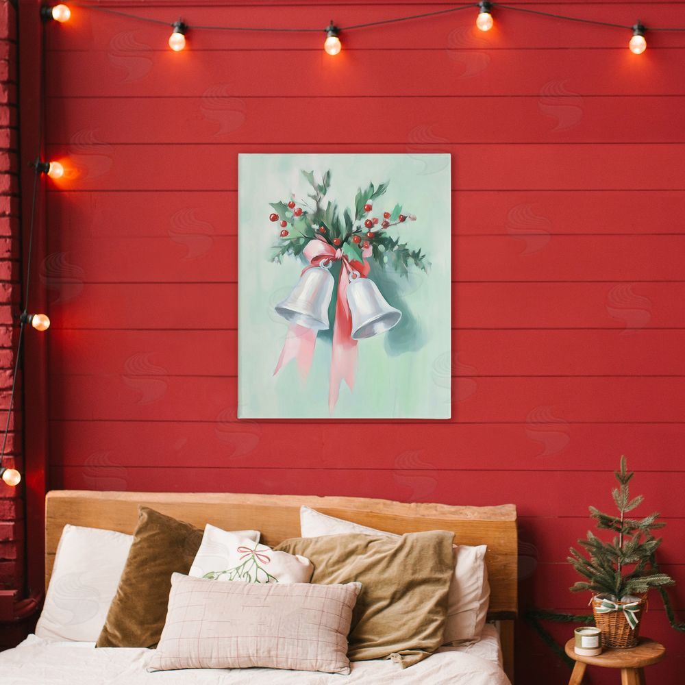 Arlington Prints Festive Silver Bells Canvas Art on Wall