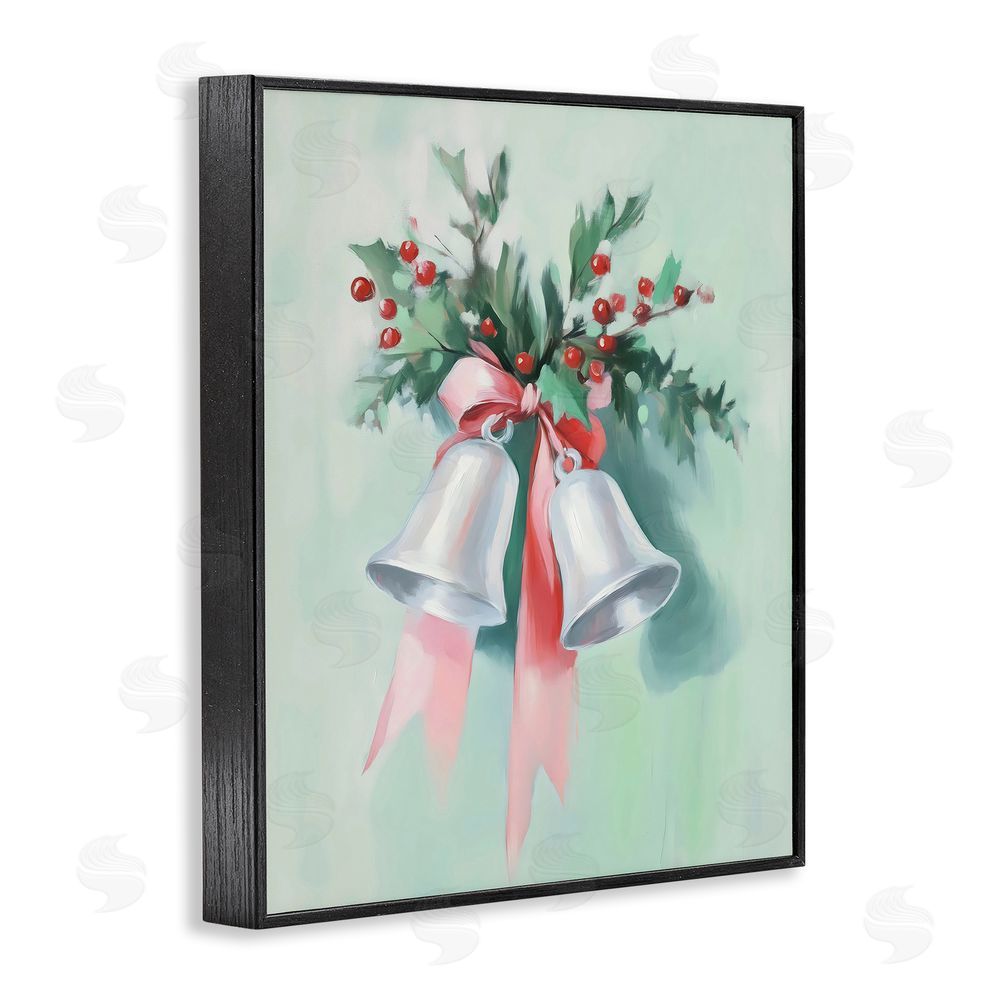 Arlington Prints Festive Silver Bells Black Framed Giclee Wall Art Print