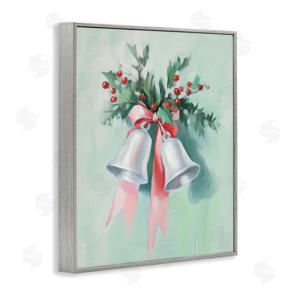 Arlington Prints Festive Silver Bells Gray Framed Giclee Wall Art Print