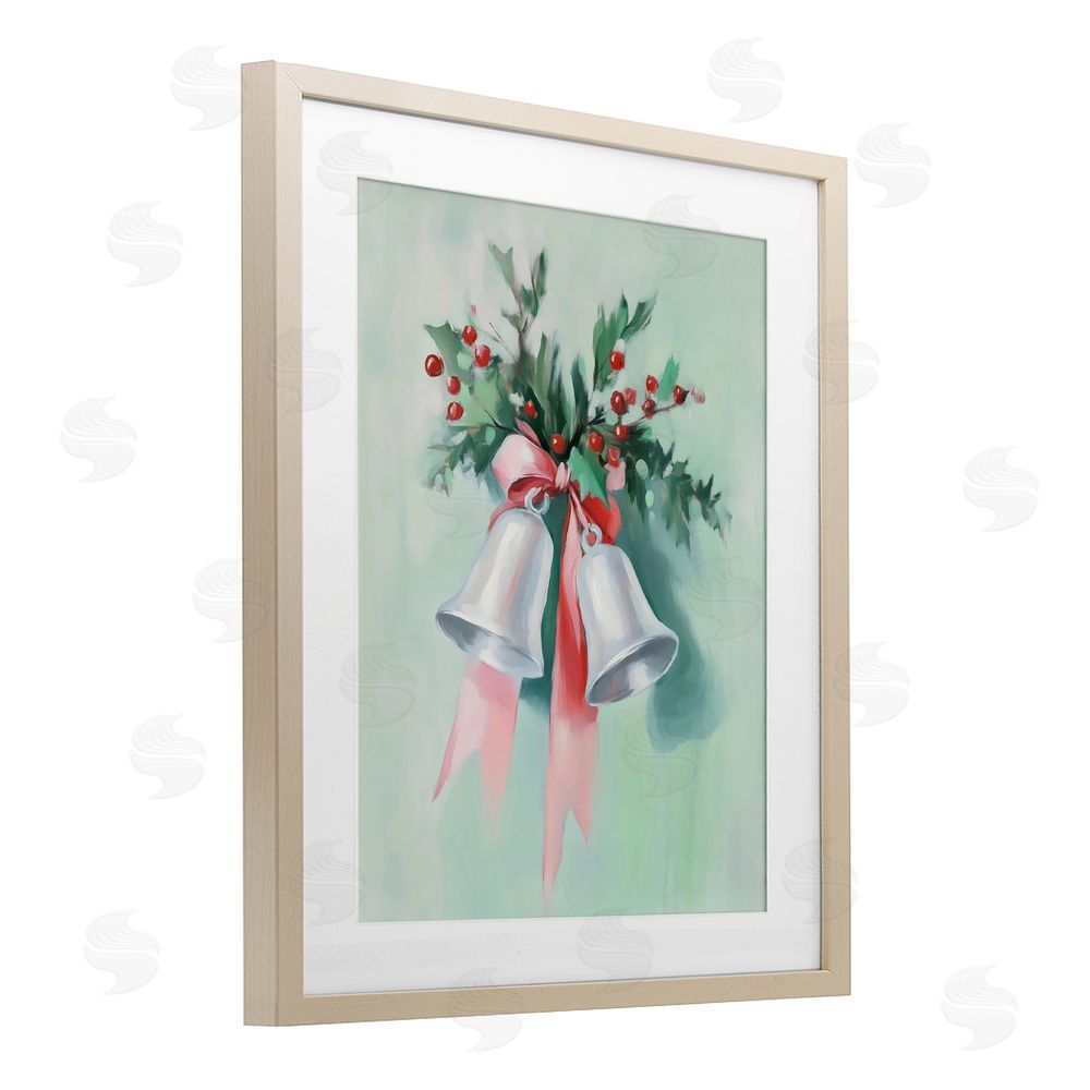 Arlington Prints Festive Silver Bells Birch Framed Print Under Glass with White Mat Wall Art