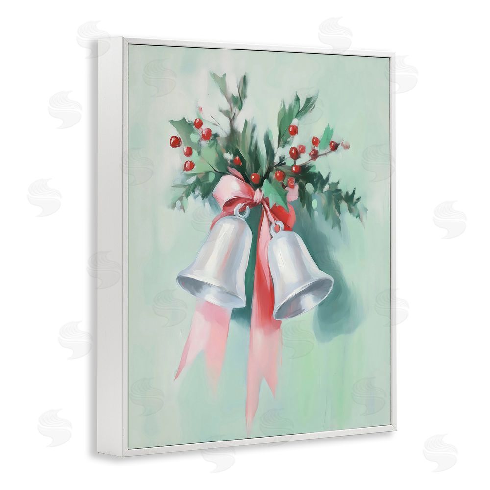 Arlington Prints Festive Silver Bells White Framed Giclee Wall Art Print