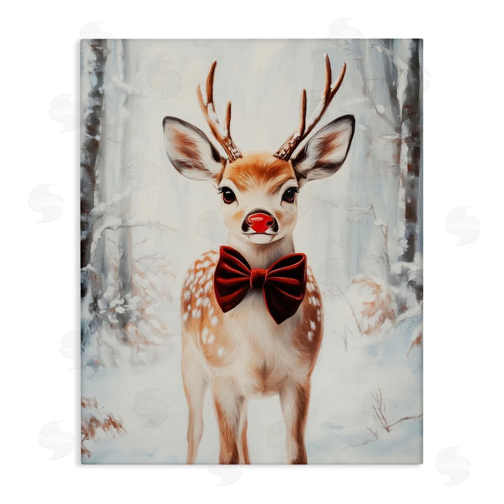 Arlington Prints Baby Reindeer with Red Nose Canvas Wall Art Print