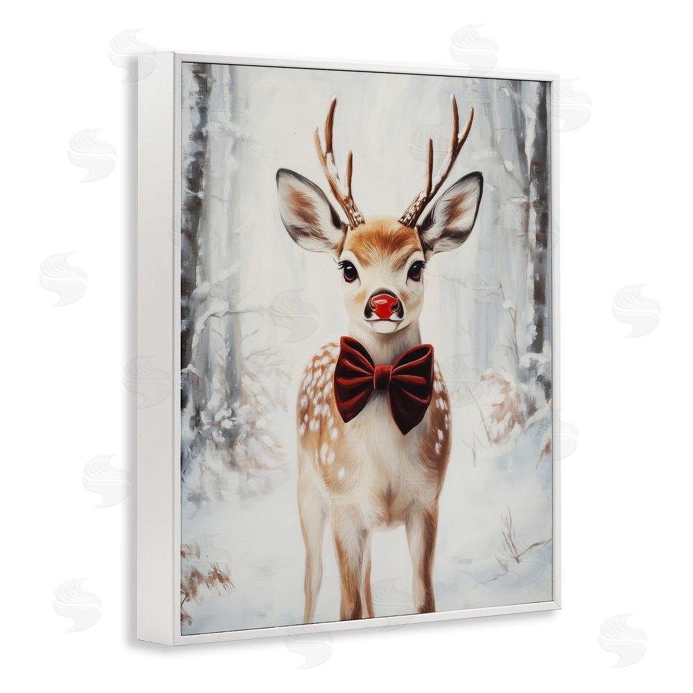 Arlington Prints Baby Reindeer with Red Nose White Framed Giclee Wall Art Print
