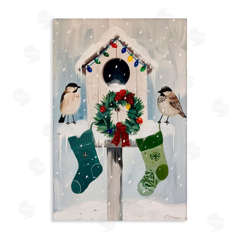 Arlington Prints Festive Christmas Birdhouse Canvas Wall Art Print