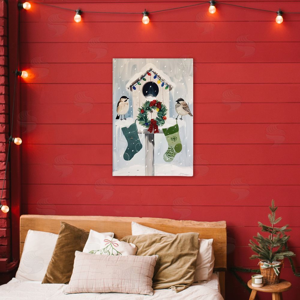 Arlington Prints Festive Christmas Birdhouse Canvas Art on Wall