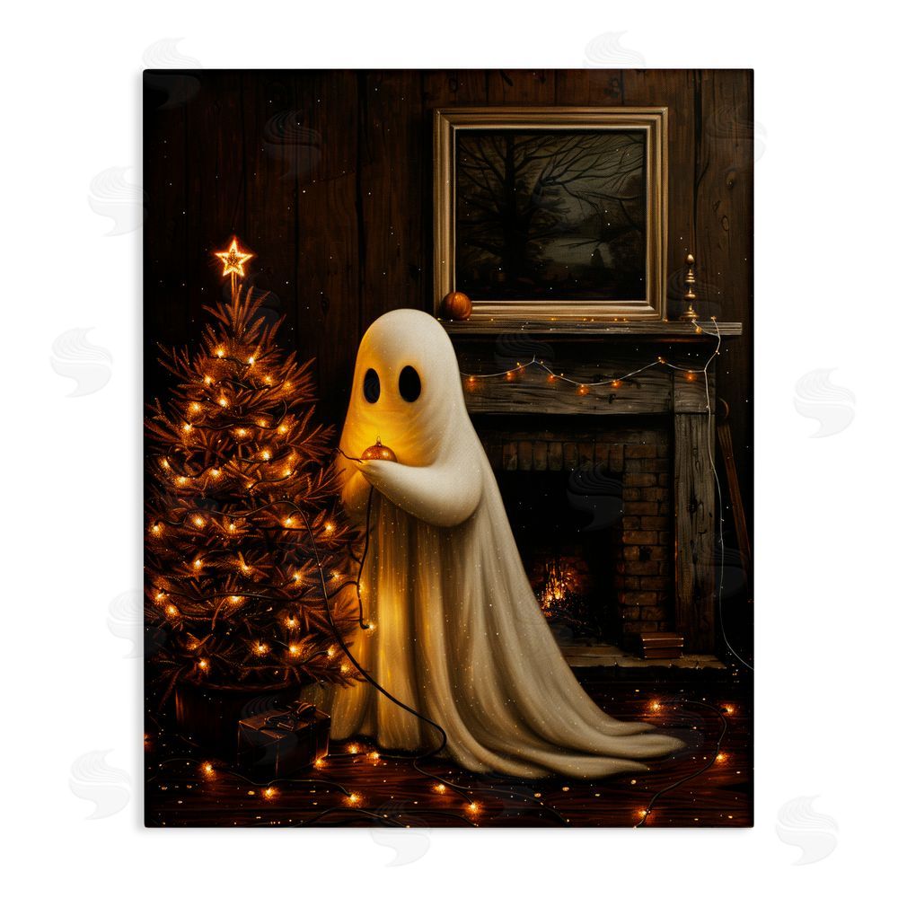 Arlington Prints Christmas Ghost Hanging Lights Canvas Wall Art Print