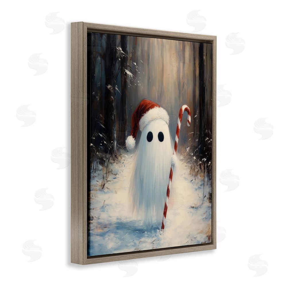 Arlington Prints Candy Cane Forest Ghost Brown Floating Frame Canvas Wall Art Print