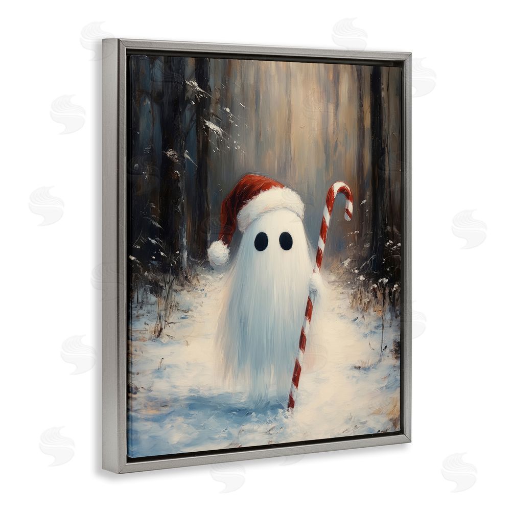 Arlington Prints Candy Cane Forest Ghost Gray Floating Frame Canvas Wall Art Print