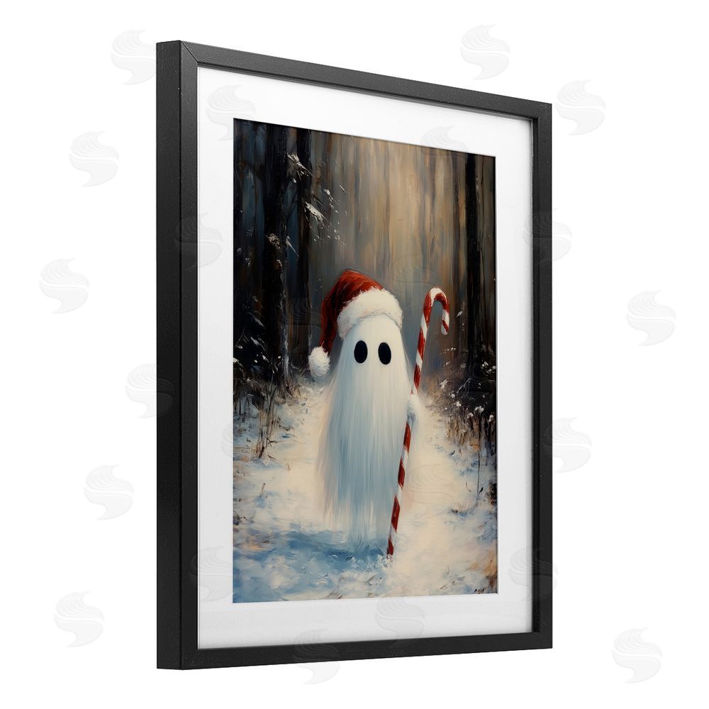Arlington Prints Candy Cane Forest Ghost Black Framed Print Under Glass with White Mat Wall Art