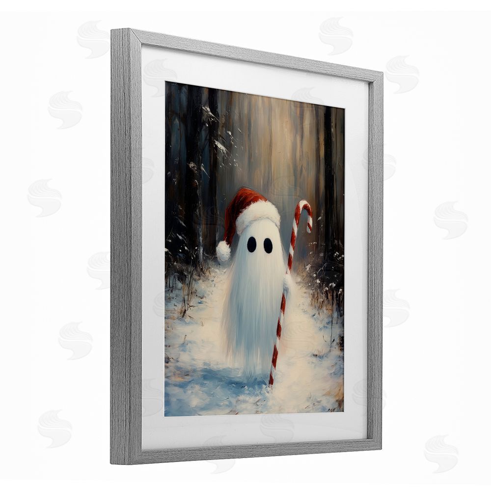 Arlington Prints Candy Cane Forest Ghost Gray Framed Print Under Glass with White Mat Wall Art