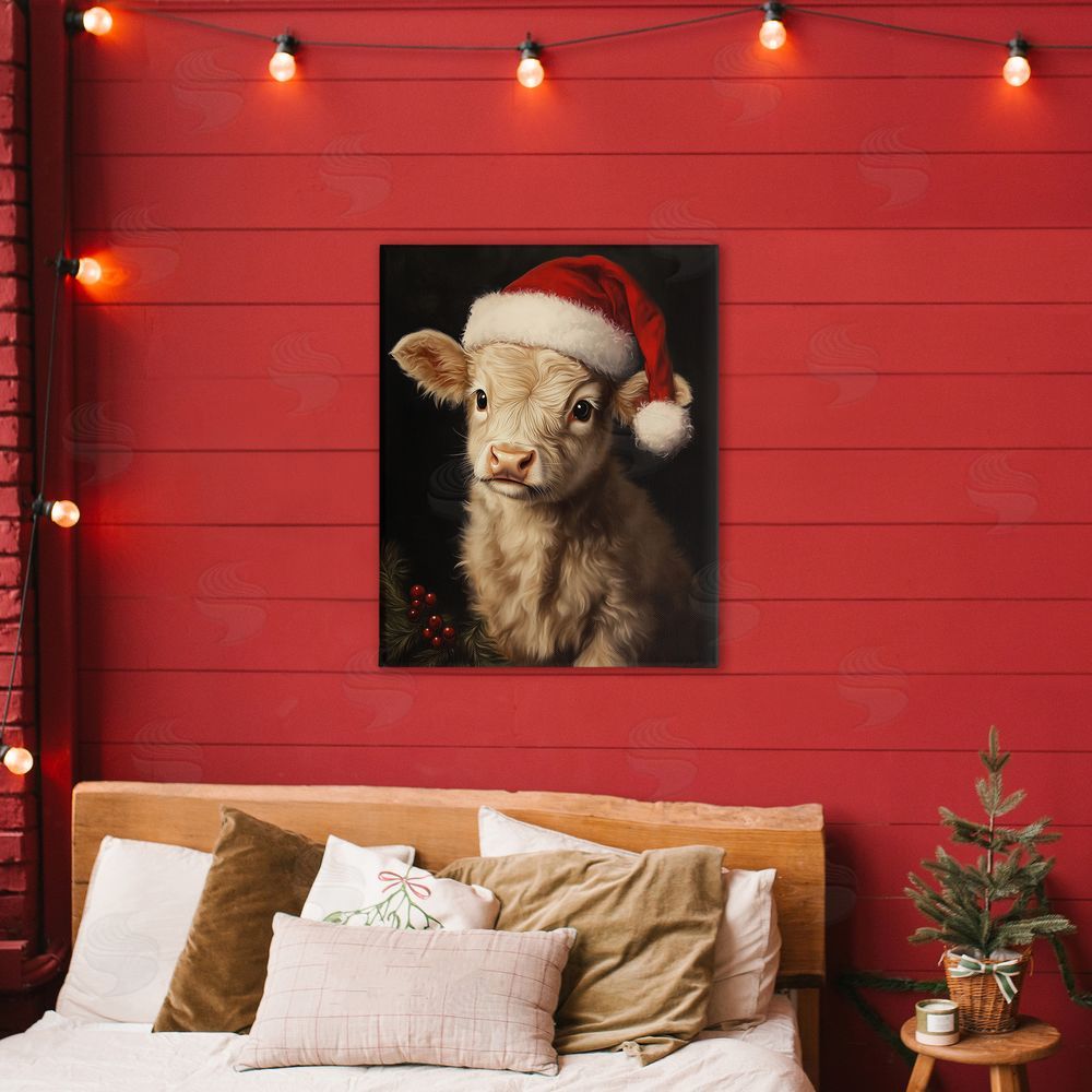 Arlington Prints Christmas Hat Highland Cow Canvas Art on Wall