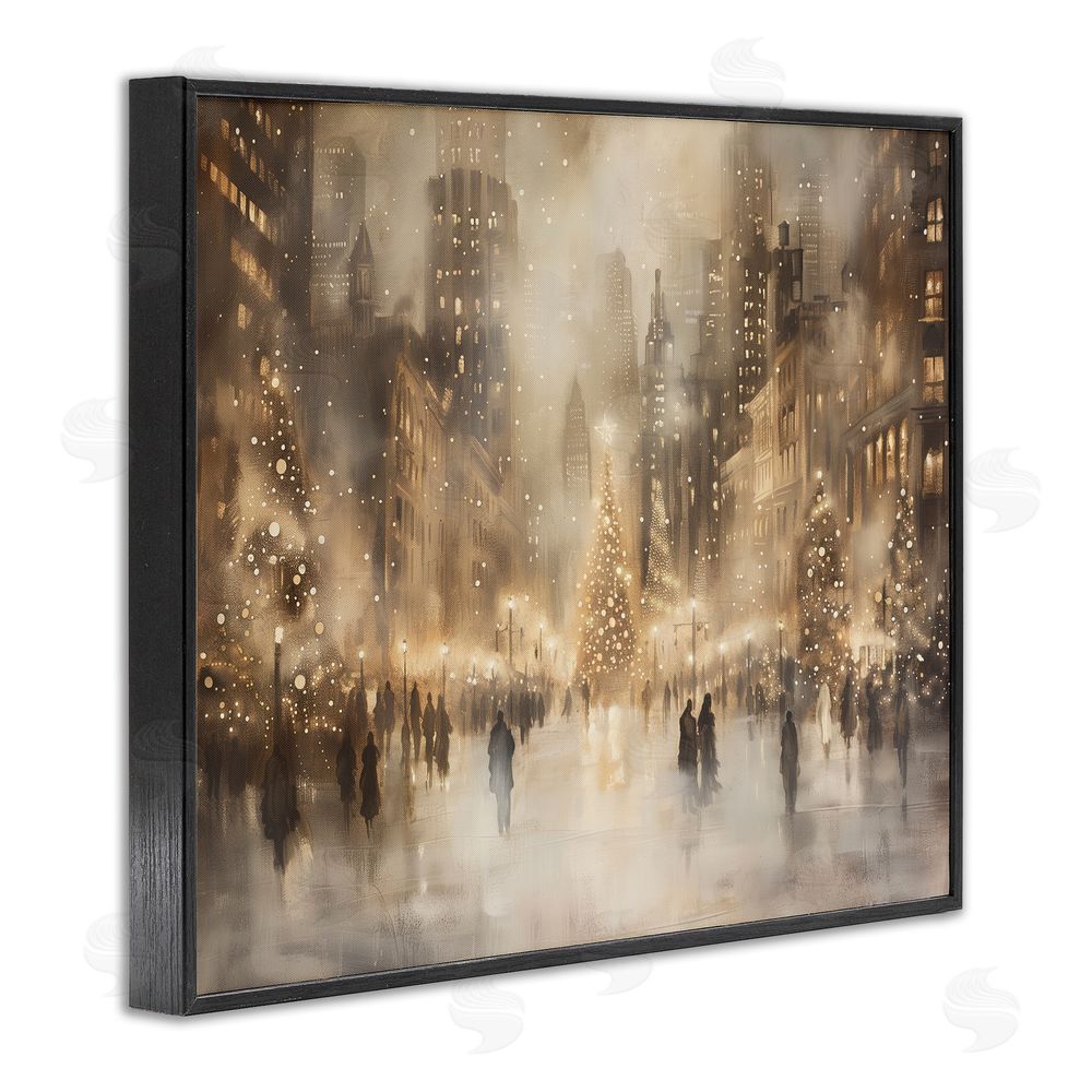 Arlington Prints Christmas In New York Black Framed Giclee Wall Art Print