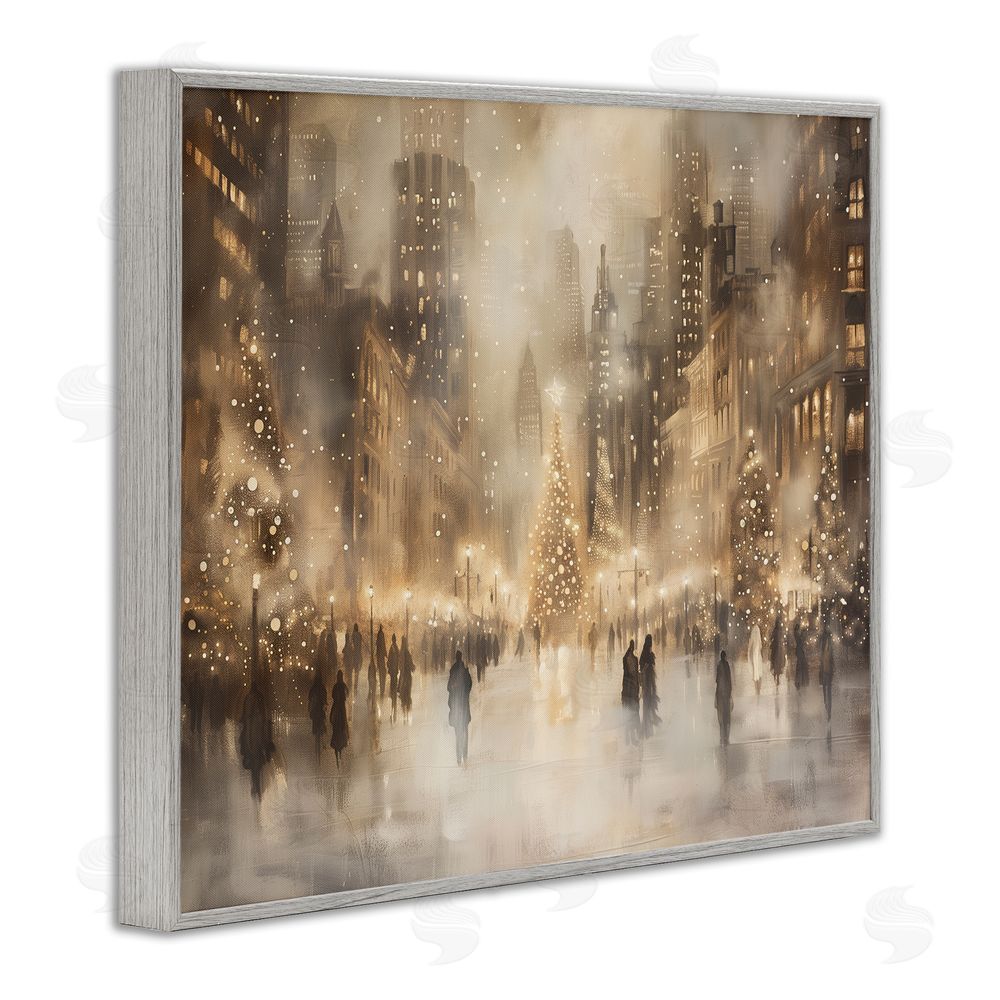 Arlington Prints Christmas In New York Gray Framed Giclee Wall Art Print