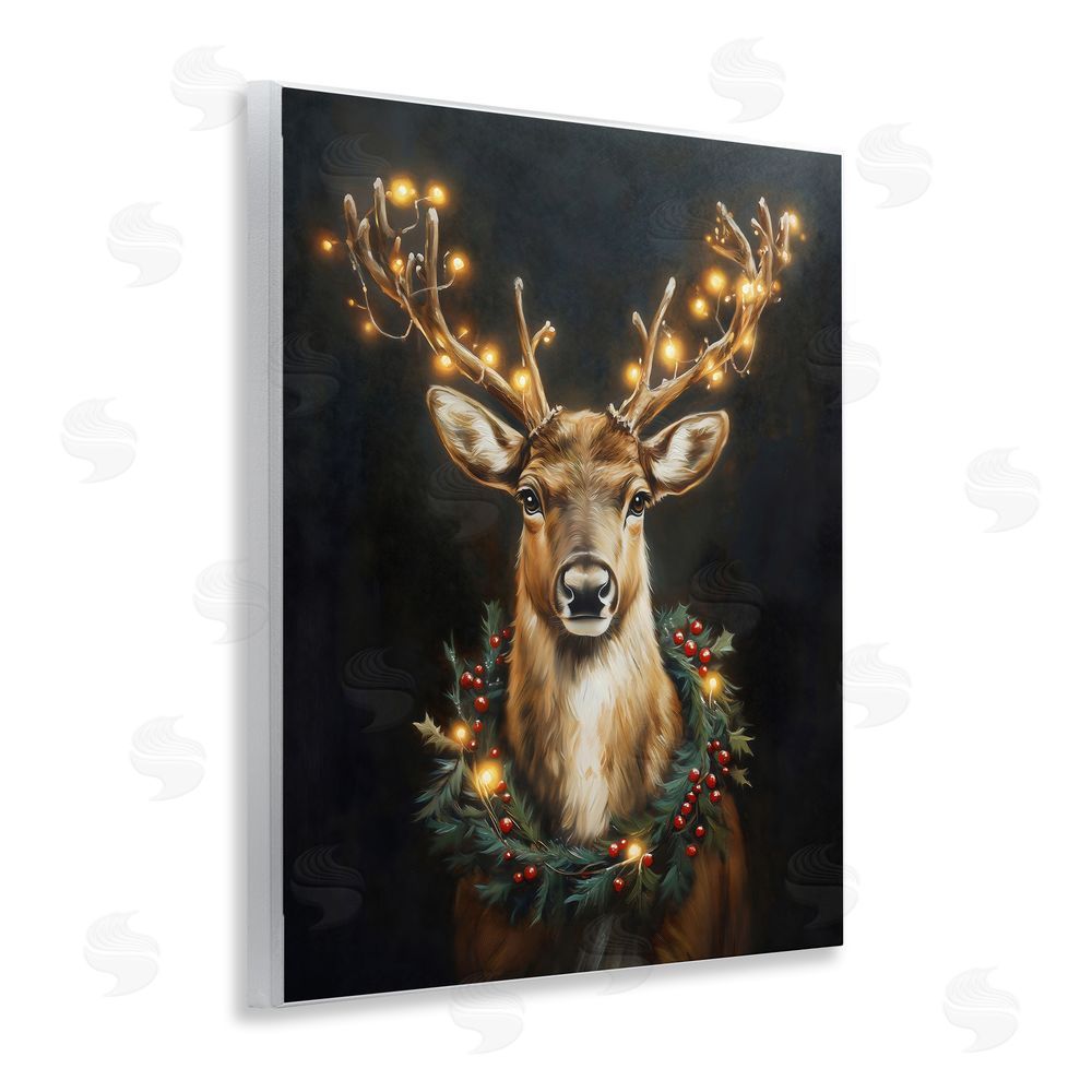 Arlington Prints Illuminated Deer & Wreath Wall Plaque Art Print