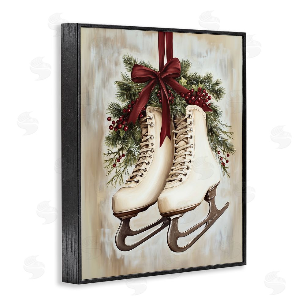 Arlington Prints Festive Ice Skates Black Framed Giclee Wall Art Print