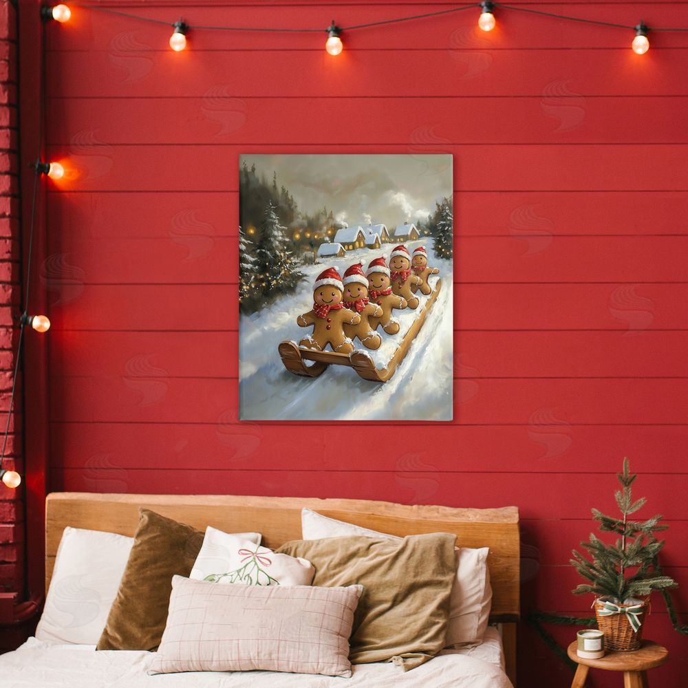Arlington Prints Gingerbread Snow Day Sledding Canvas Art on Wall