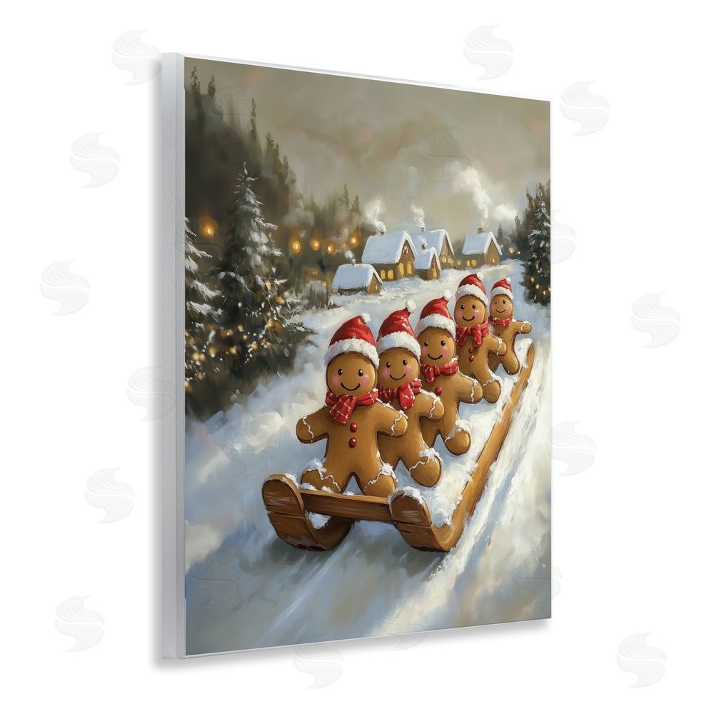Arlington Prints Gingerbread Snow Day Sledding Wall Plaque Art Print