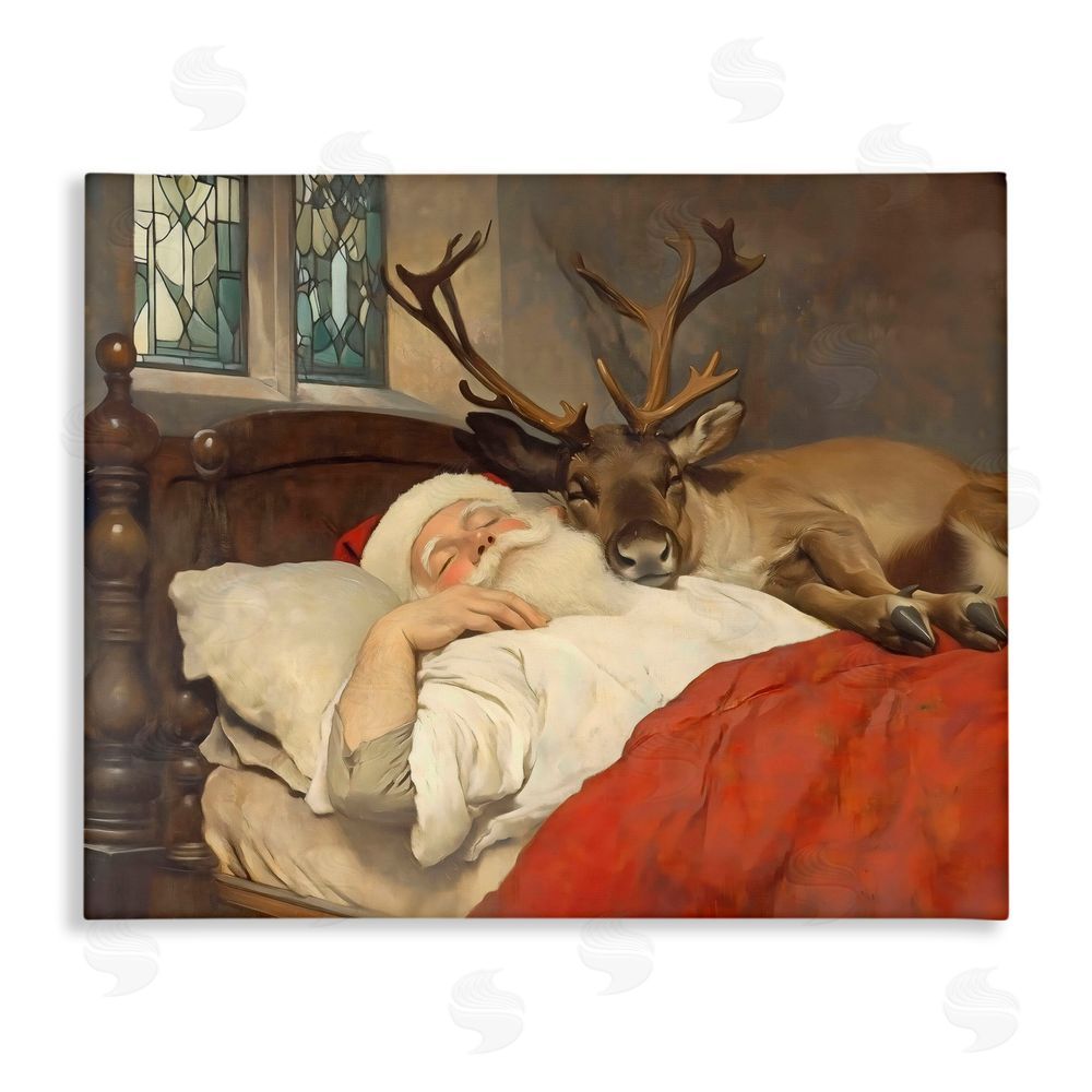 Arlington Prints Goodnight Santa & Reindeer Canvas Wall Art Print