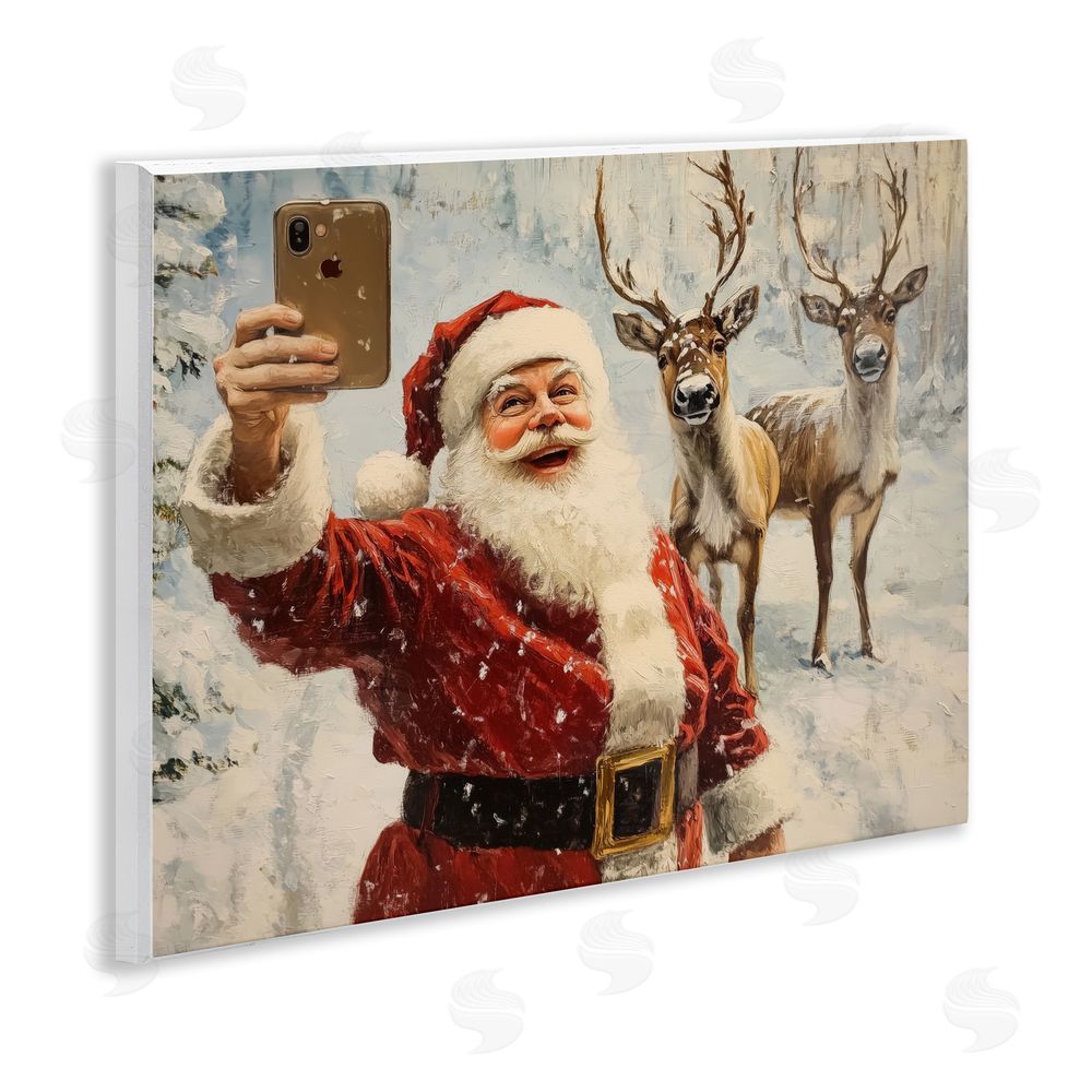 Arlington Prints Santa Selfie with Reindeer Wall Plaque Art Print