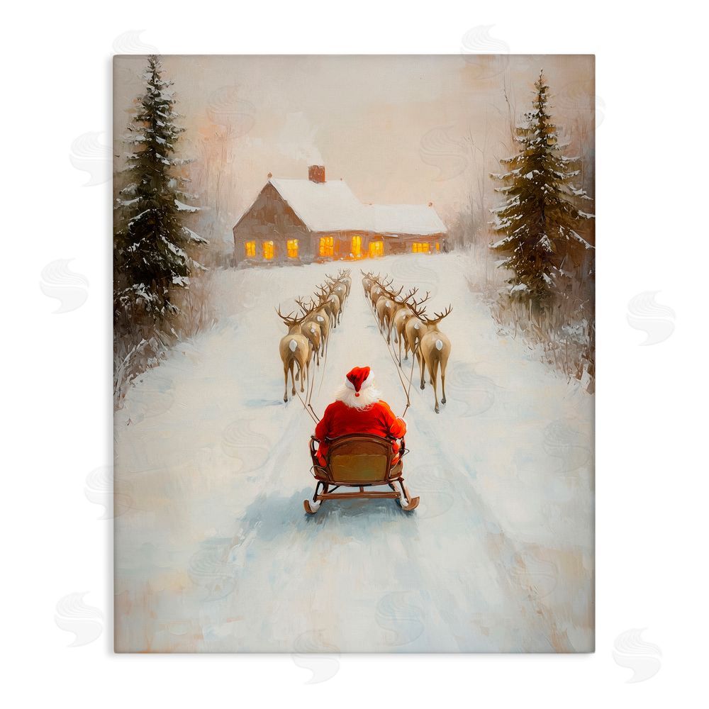 Arlington Prints Santa's Visit Sleigh Ride Canvas Wall Art Print
