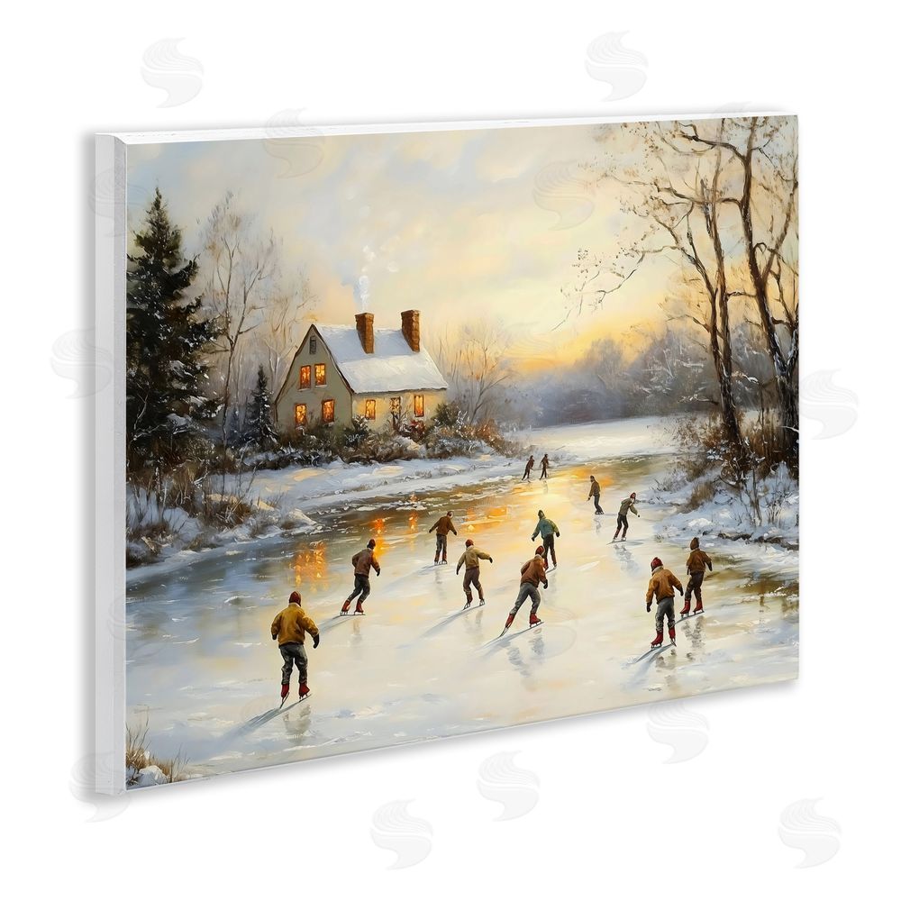 Arlington Prints Vintage Winter Ice Skaters Wall Plaque Art Print