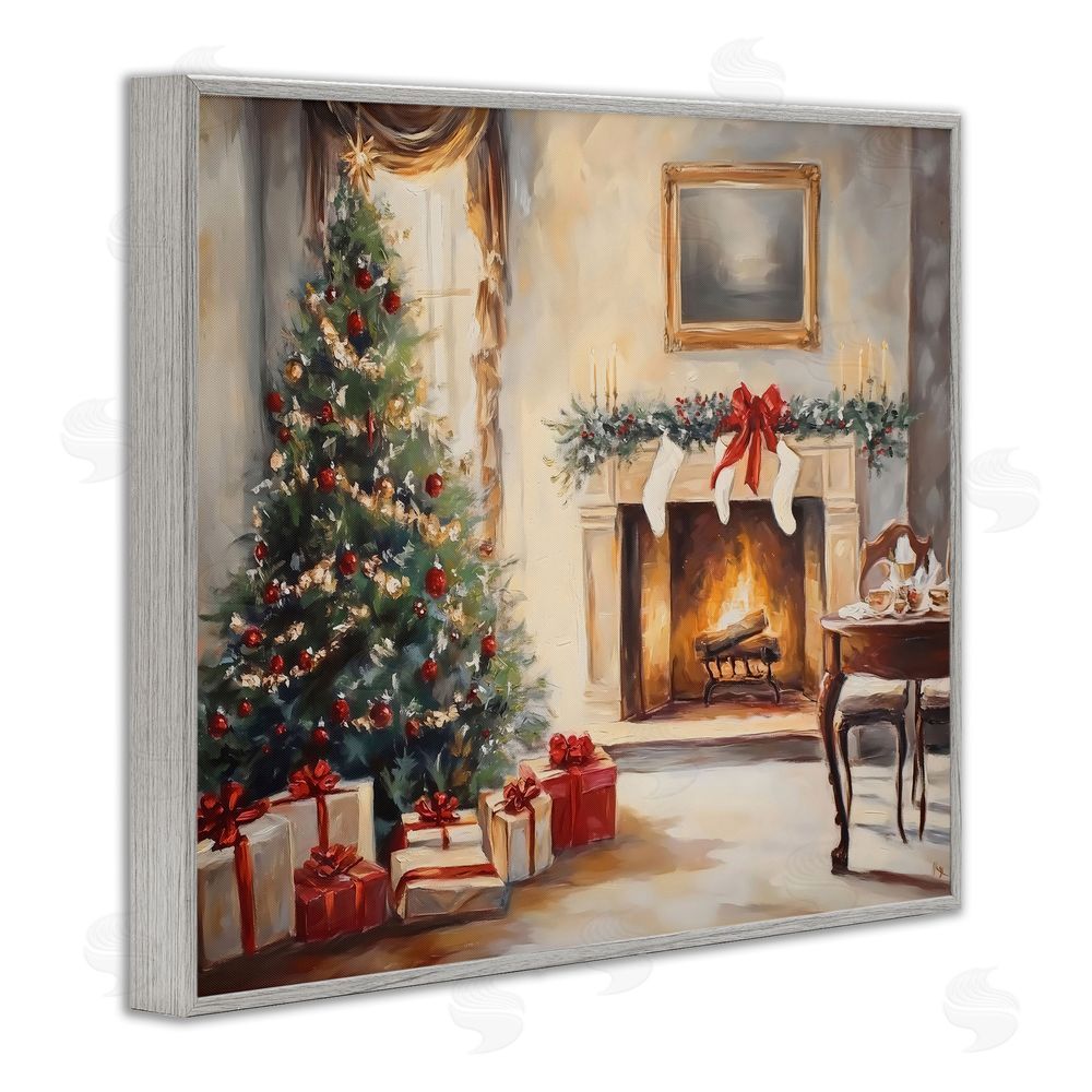 Arlington Prints Vintage Christmas Tree Hearth Gray Framed Giclee Wall Art Print