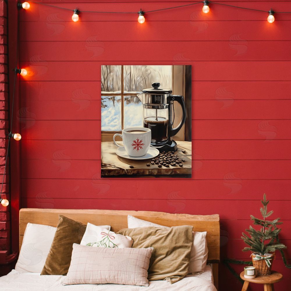 Arlington Prints Winter French Press Coffee Canvas Art on Wall