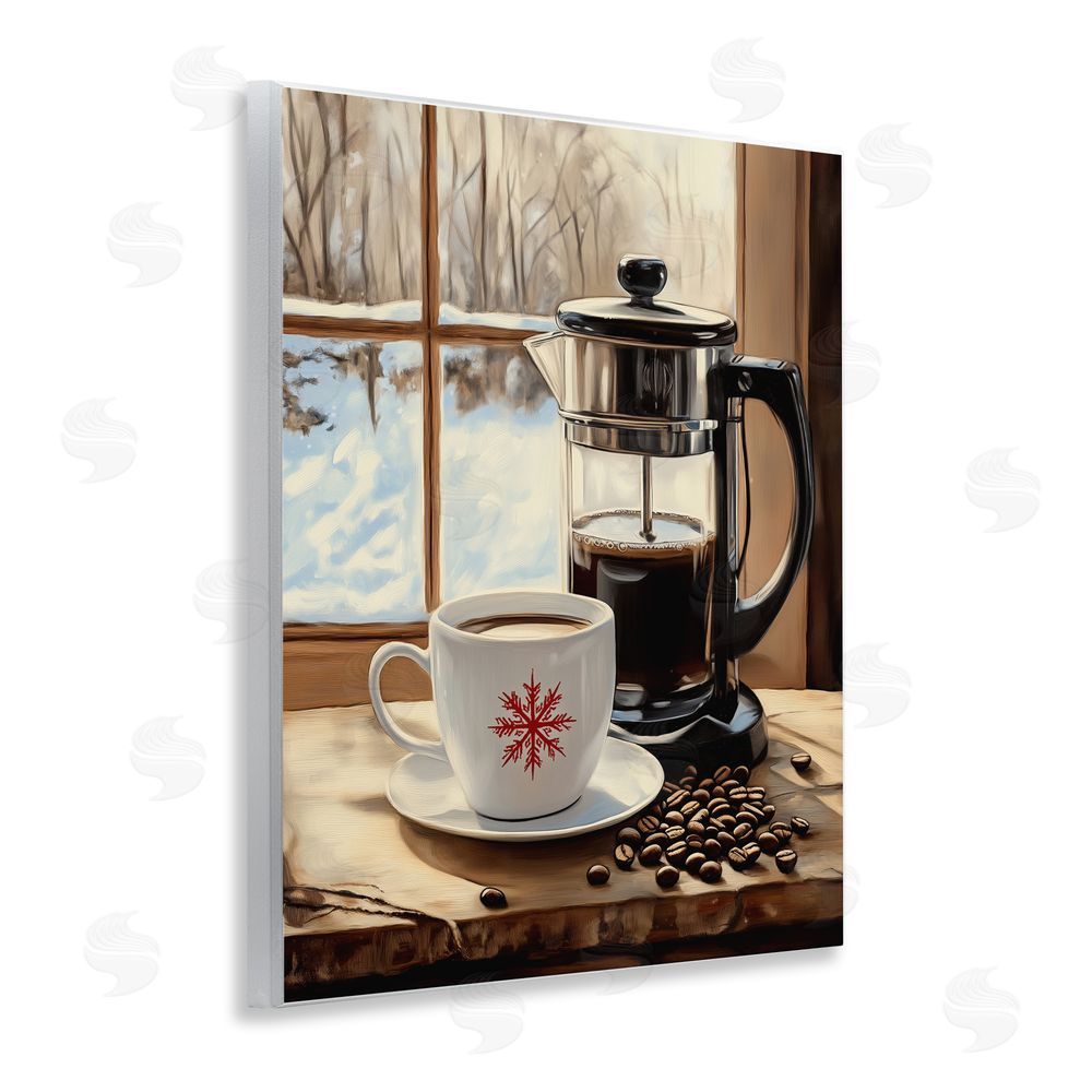 Arlington Prints Winter French Press Coffee Wall Plaque Art Print