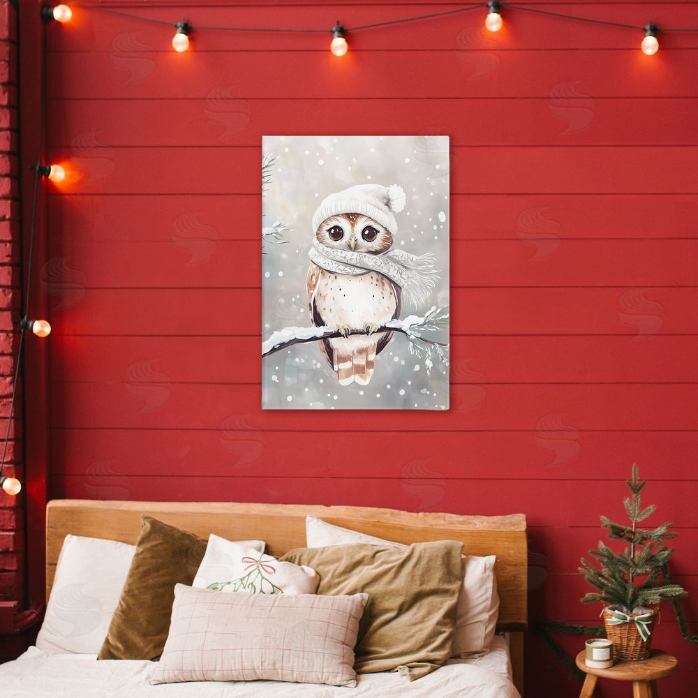 Arlington Prints Cute Winter Owl Canvas Art on Wall