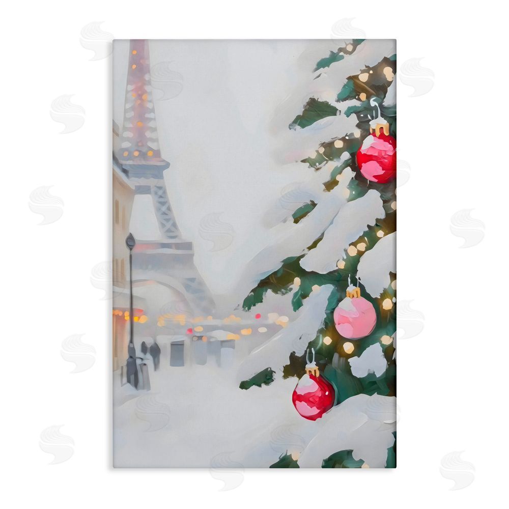Arlington Prints Eiffel Tower Christmas Canvas Wall Art Print
