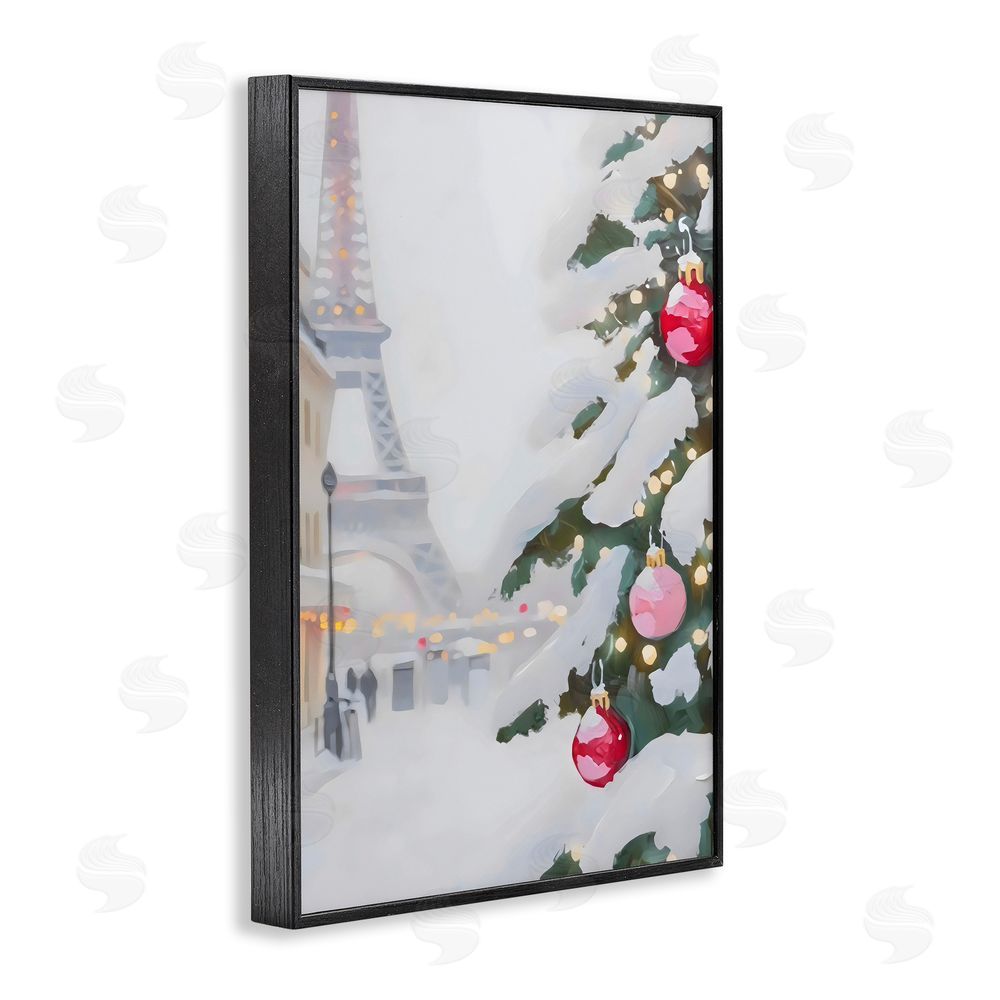Arlington Prints Eiffel Tower Christmas Black Framed Giclee Wall Art Print