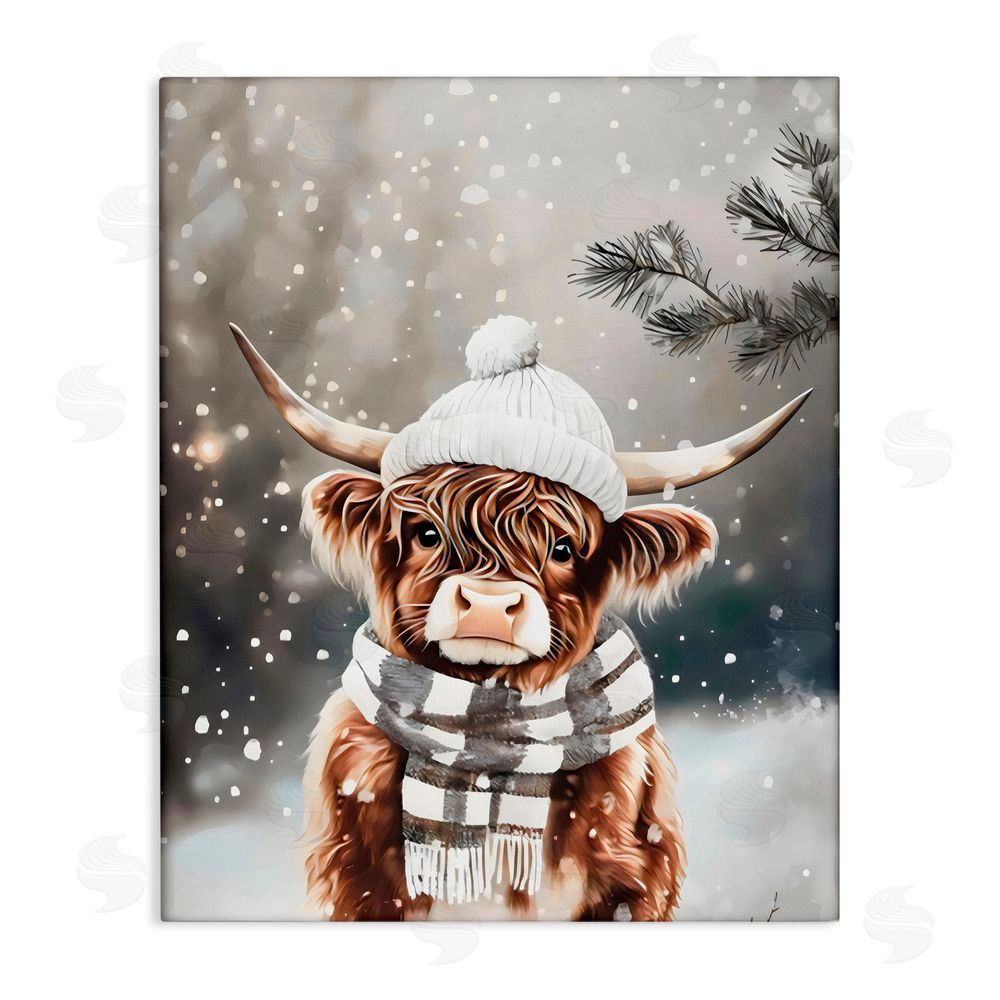 Arlington Prints Cozy Winter Highland Calf Canvas Wall Art Print
