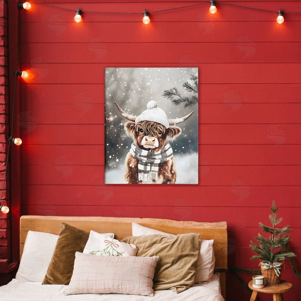Arlington Prints Cozy Winter Highland Calf Canvas Art on Wall