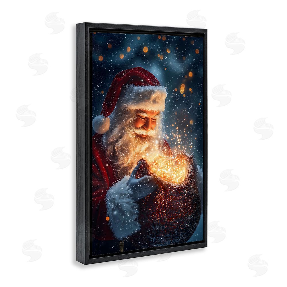 Franklyn Gregory Santa's Bag of Magic Black Floating Frame Canvas Wall Art Print