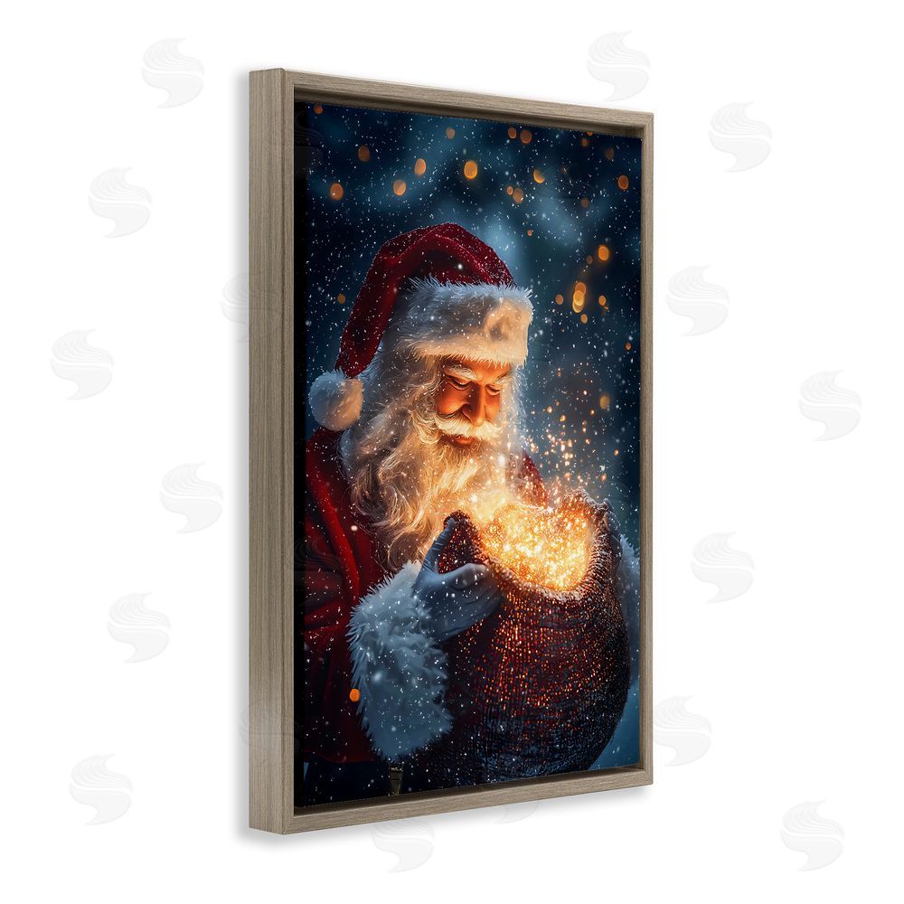 Franklyn Gregory Santa's Bag of Magic Brown Floating Frame Canvas Wall Art Print