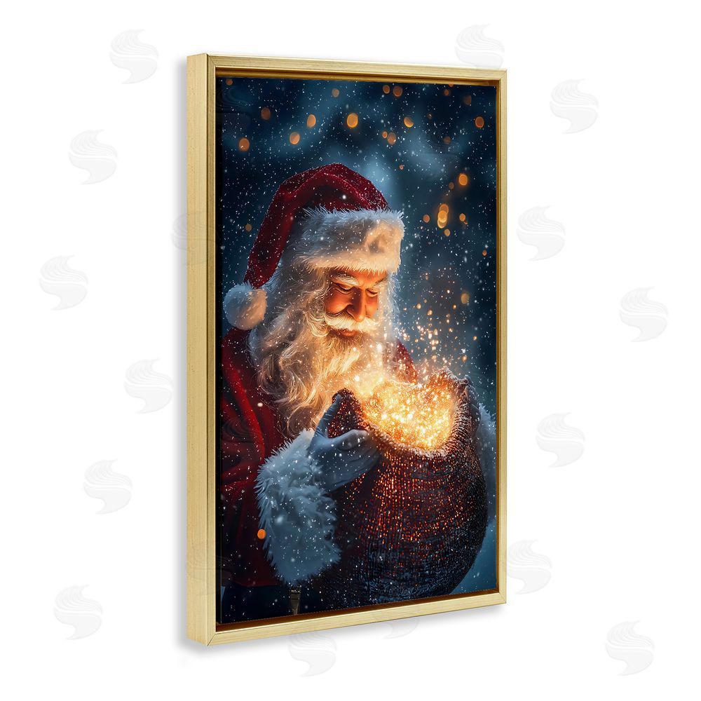 Franklyn Gregory Santa's Bag of Magic Gold Floating Frame Canvas Wall Art Print