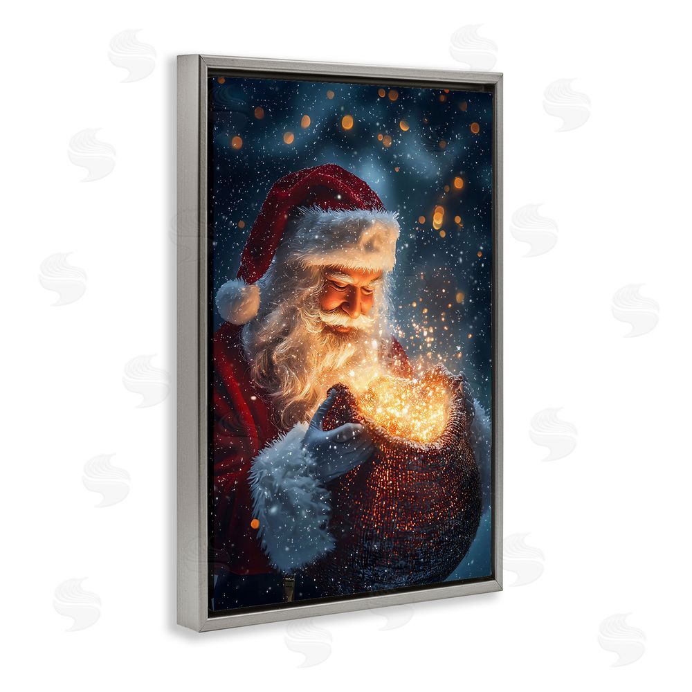 Franklyn Gregory Santa's Bag of Magic Gray Floating Frame Canvas Wall Art Print