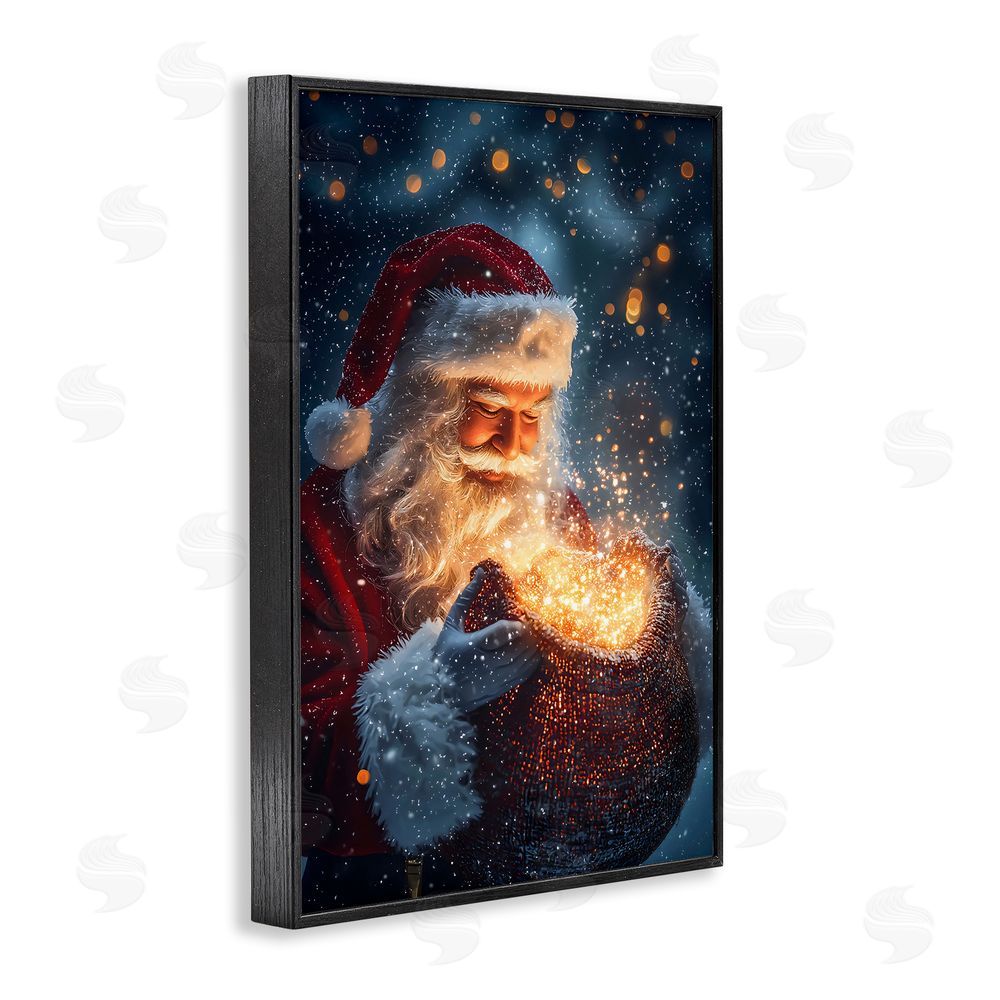 Franklyn Gregory Santa's Bag of Magic Black Framed Giclee Wall Art Print