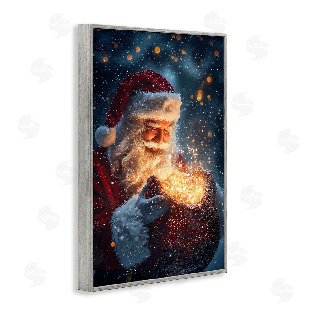 Franklyn Gregory Santa's Bag of Magic Gray Framed Giclee Wall Art Print