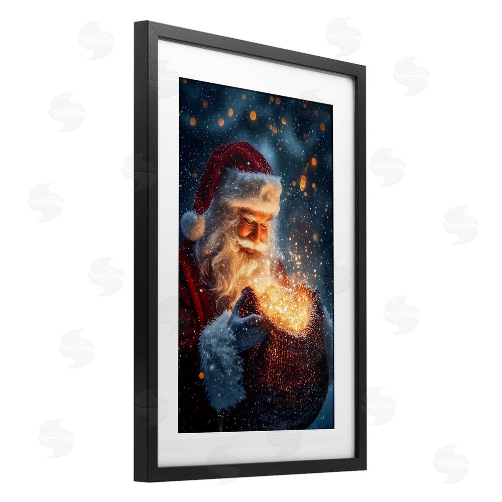 Franklyn Gregory Santa's Bag of Magic Black Framed Print Under Glass with White Mat Wall Art