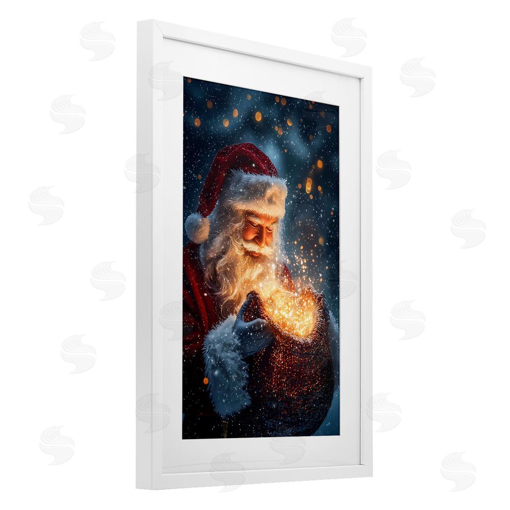 Franklyn Gregory Santa's Bag of Magic White Framed Print Under Glass with Mat Wall Art