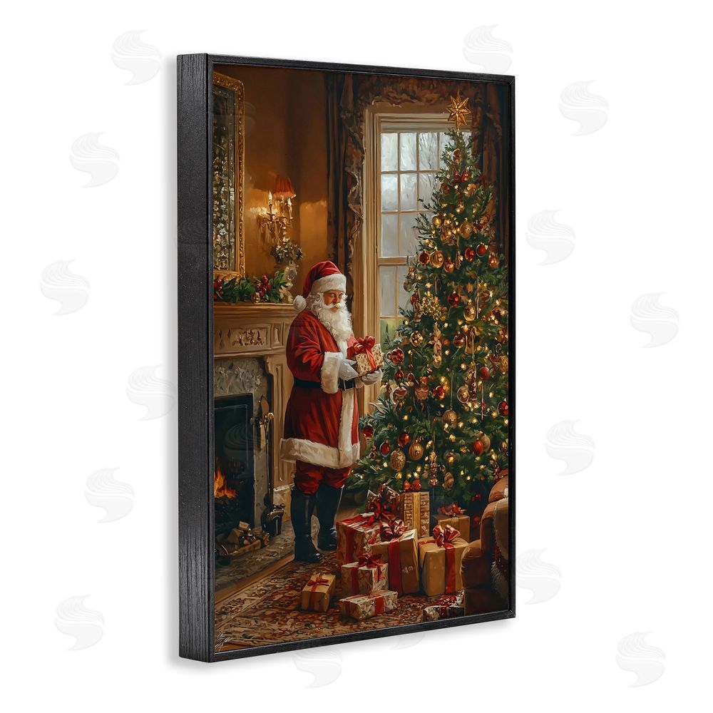 Franklyn Gregory All Decorated Santa's Tree Black Framed Giclee Wall Art Print