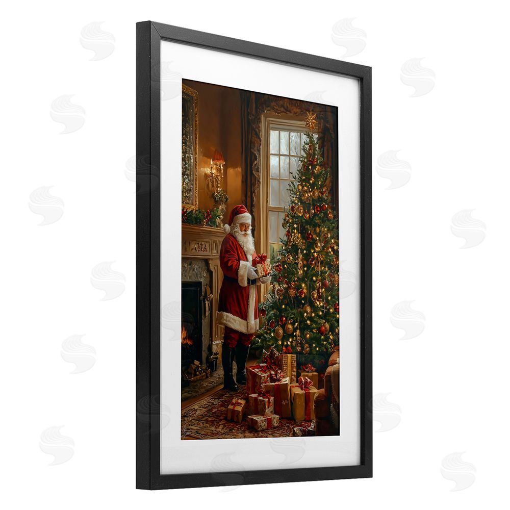 Franklyn Gregory All Decorated Santa's Tree Black Framed Print Under Glass with White Mat Wall Art