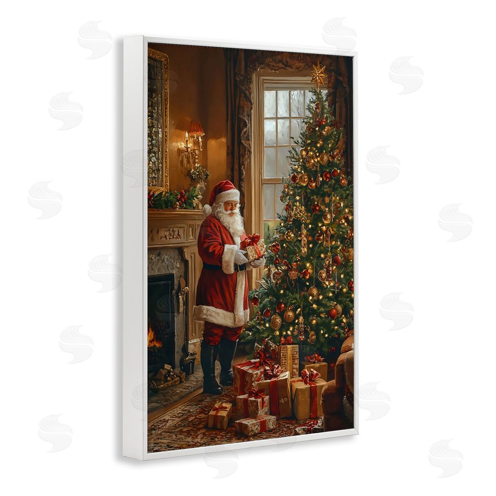 Franklyn Gregory All Decorated Santa's Tree White Framed Giclee Wall Art Print