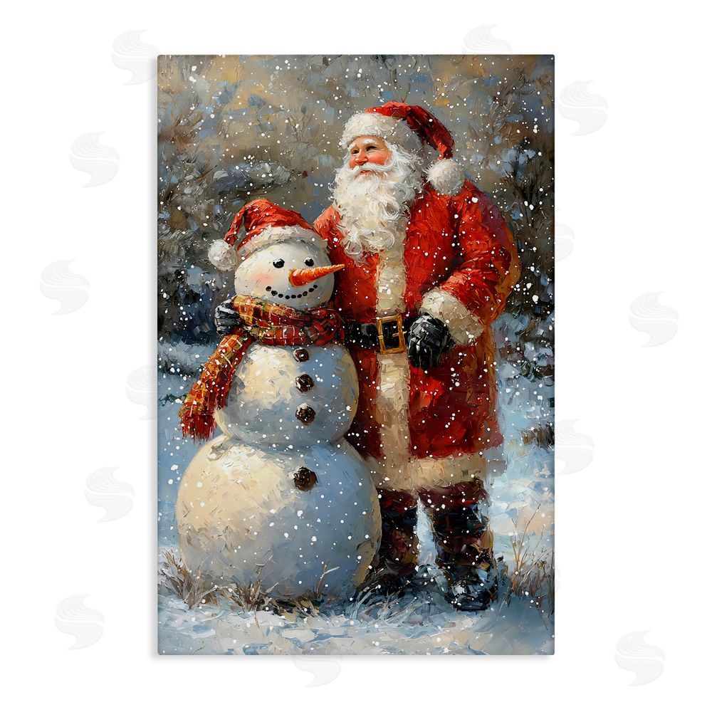 Franklyn Gregory Santa & Snowman Friend Canvas Wall Art Print