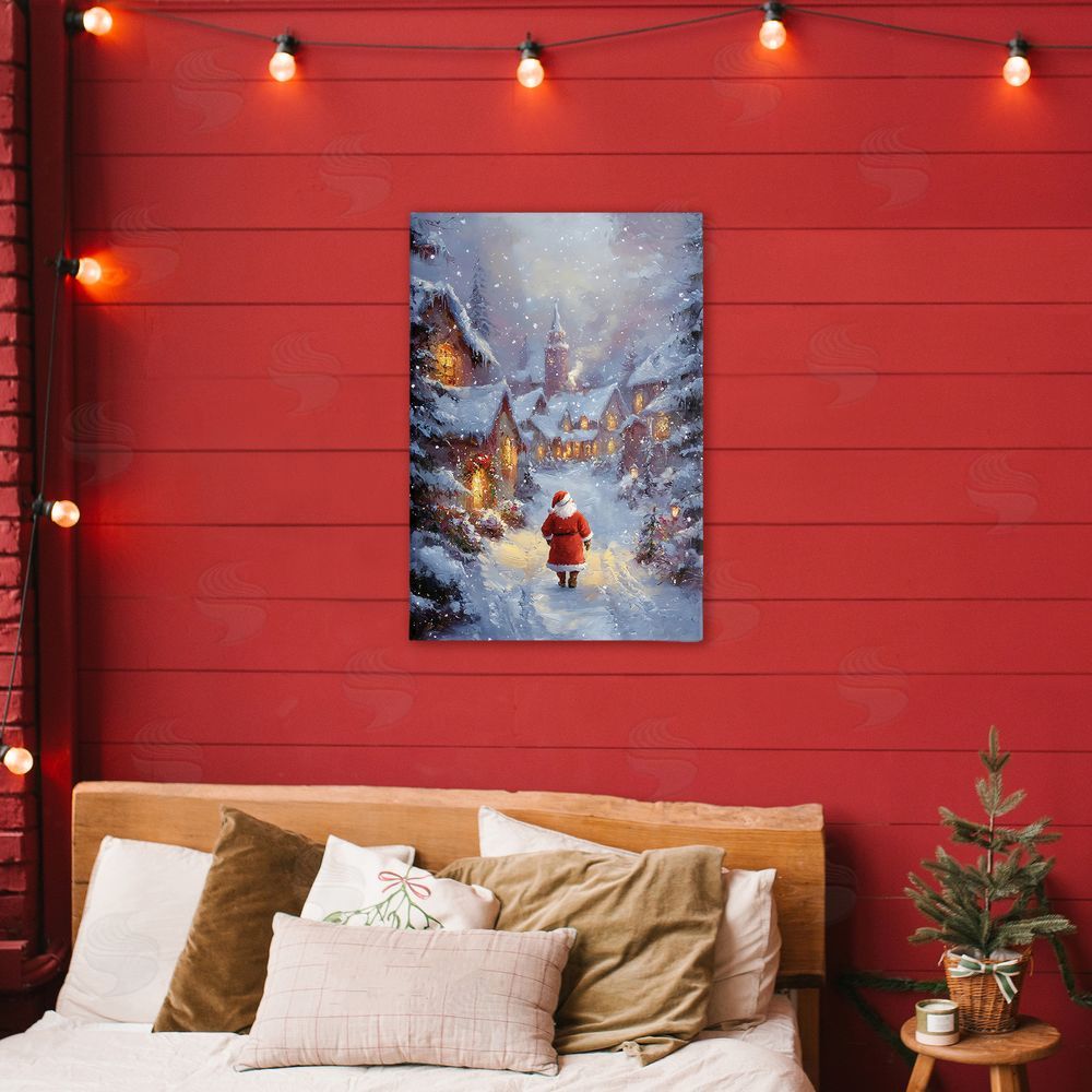 Franklyn Gregory Santa Strolling Christmas Village Canvas Art on Wall