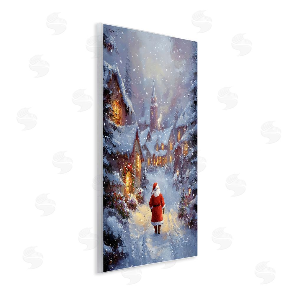 Franklyn Gregory Santa Strolling Christmas Village Wall Plaque Art Print