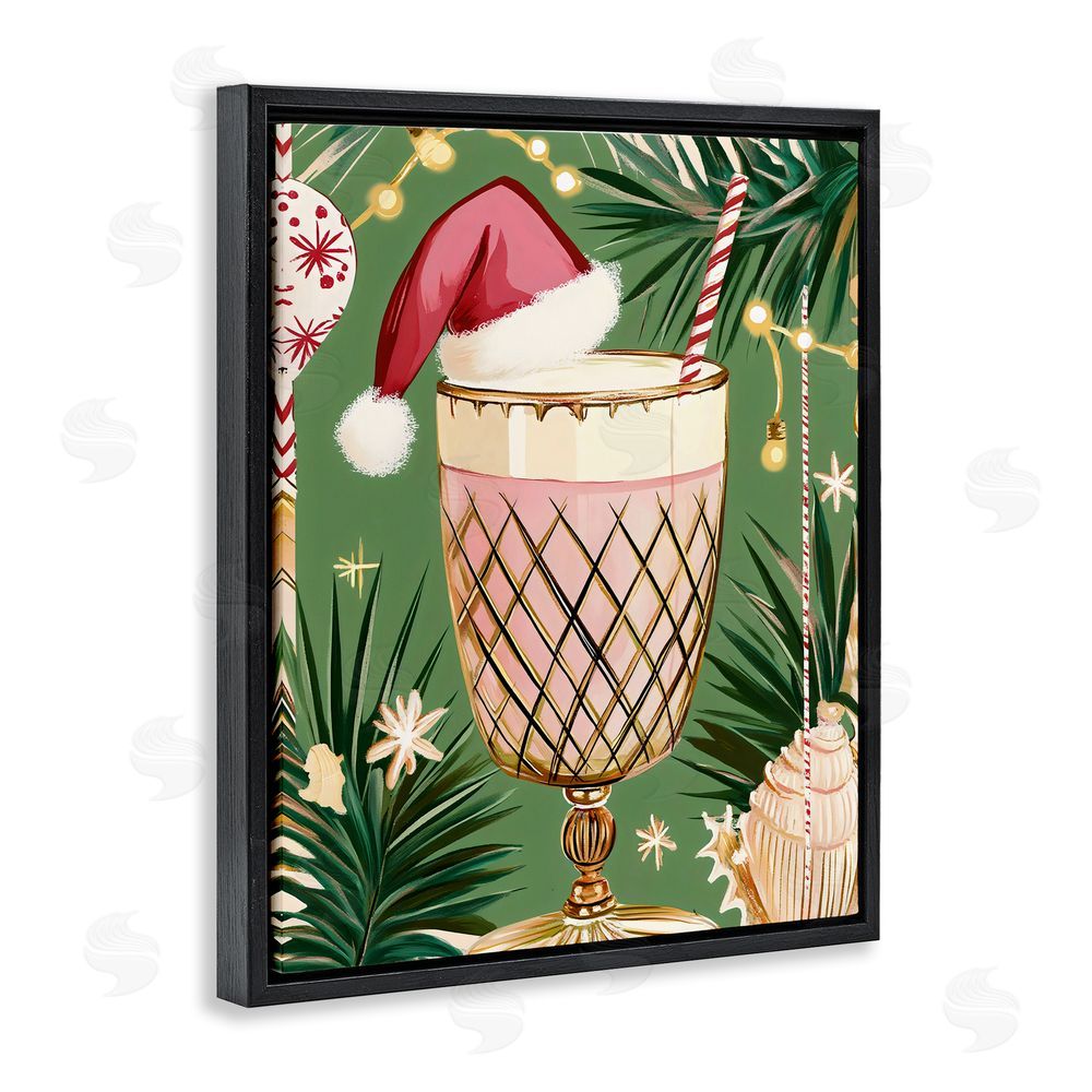 Franklyn Gregory Festive Christmas Cocktail Black Floating Frame Canvas Wall Art Print