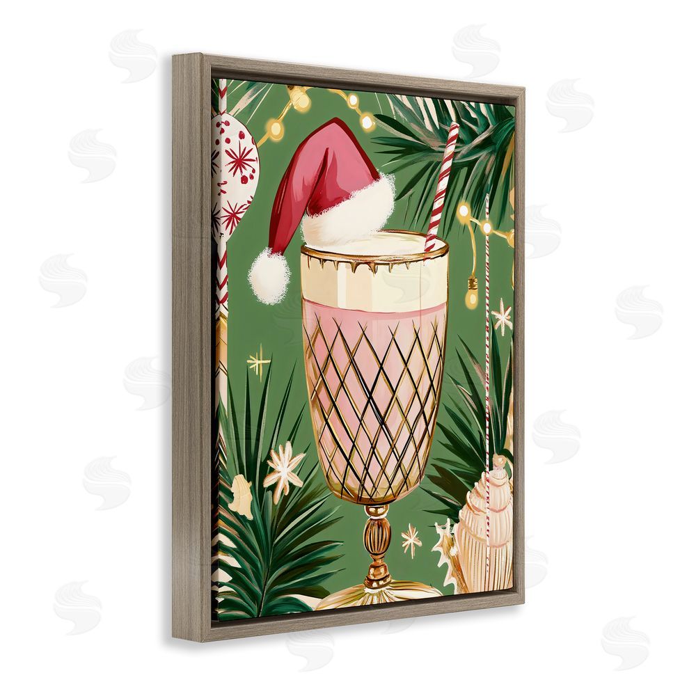 Franklyn Gregory Festive Christmas Cocktail Brown Floating Frame Canvas Wall Art Print