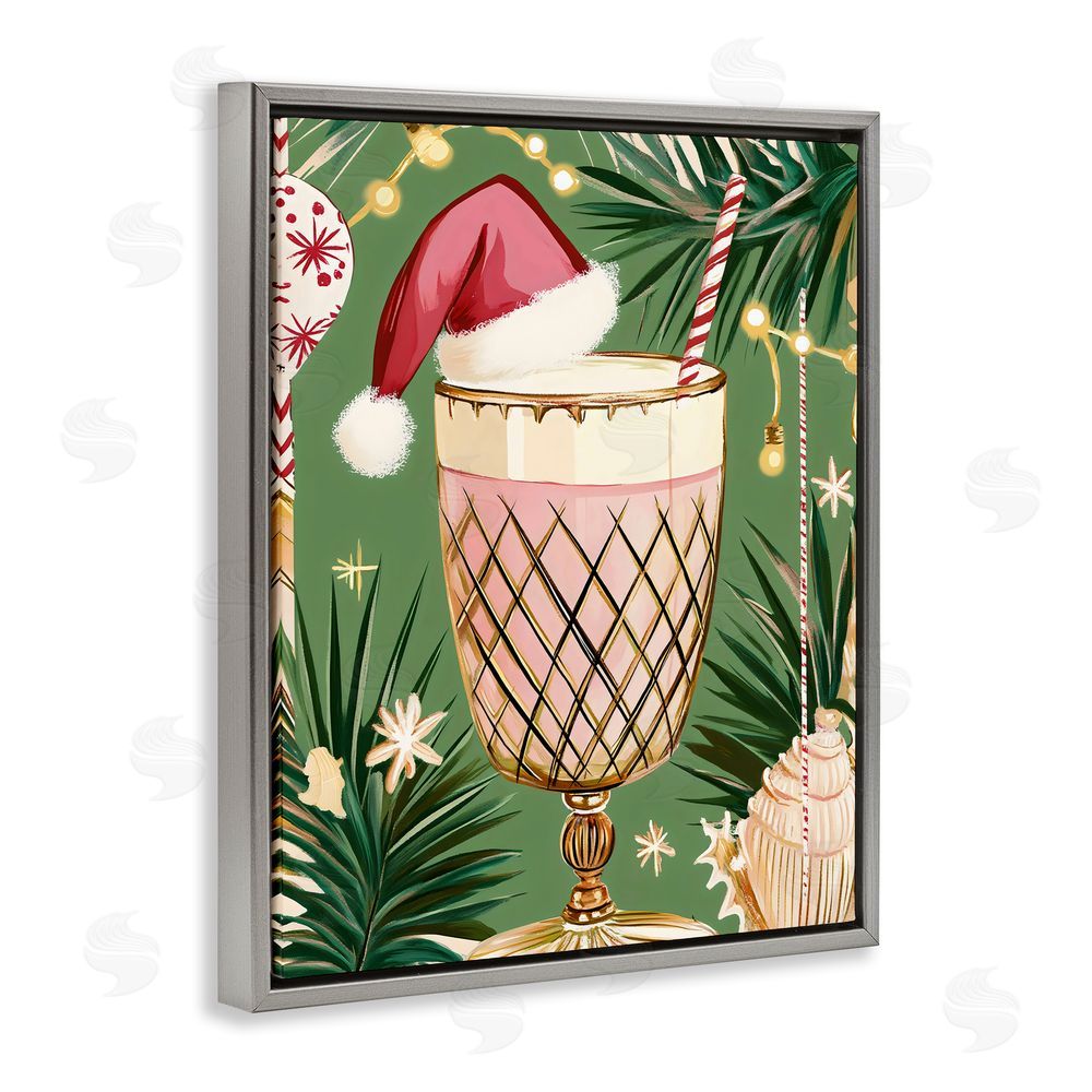 Franklyn Gregory Festive Christmas Cocktail Gray Floating Frame Canvas Wall Art Print